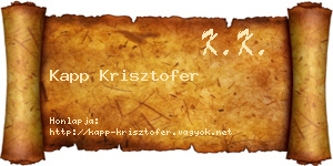 Kapp Krisztofer névjegykártya